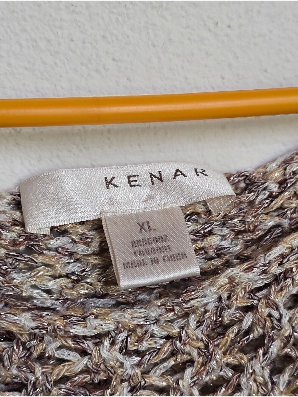 Kenar Open Knit Metallic Sweater XL Beige Marled Boho Crochet - Picture 10 of 14